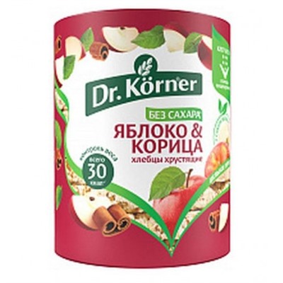 Dr. KornerХлебцы Яблоко корица 100 гр. цельнозерновые без сахара.