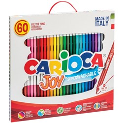 Фломастеры "Carioca JOY" 60цв. в карт.уп. с ручкой (41015, Италия) смываемые