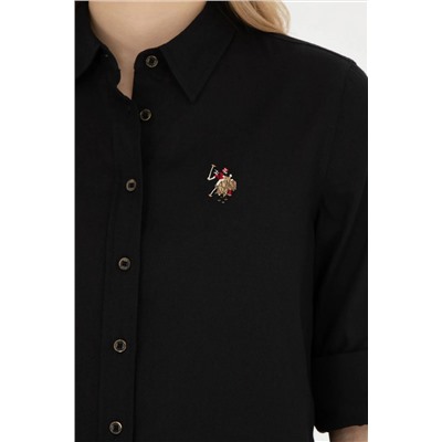 Женская черная базовая рубашка с длинным рукавом Неожиданная скидка в корзине