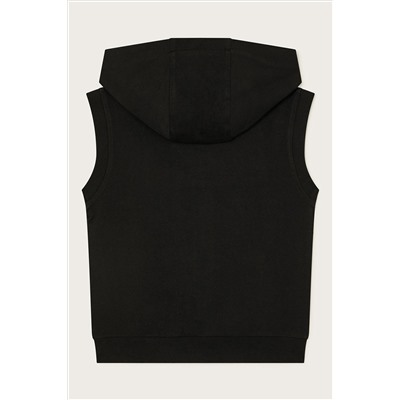 Monsoon Sleeveless Zip-Up Black Hoodie