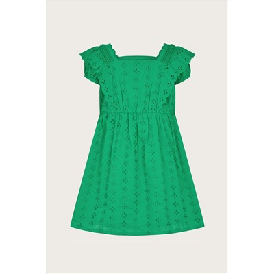 Monsoon Green Broderie Frill Dress