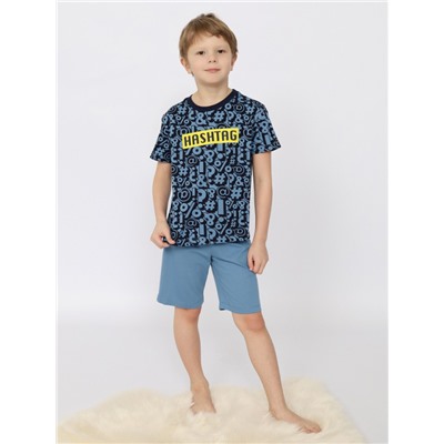 CSKB 50163-42 Пижама для мальчика (футболка, шорты),синий