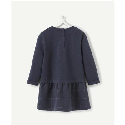 ROBE AVEC PULL INTÉGRÉ BLEU MARINE BÉBÉ FILLE AVEC POMPONS COLORÉS