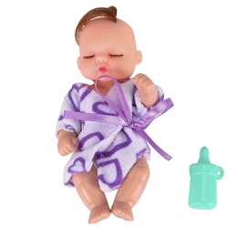 DollyToy Кукла-младенец "Пупс с бутылочкой" (11,5 см, в шаре, шоубокс, сиреневый)