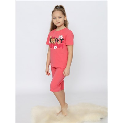 CSKG 50171-25 Пижама для девочки (футболка, бриджи),малиновый