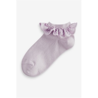 Pink Cotton Rich Ruffle Frill Trainer Socks 4 Pack