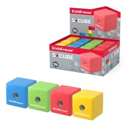 Точилка ErichKrause® S-Cube с контейнером, цвет ассорти 52497