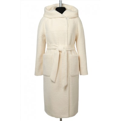 02-3207 Пальто женское утепленное (пояс) Ворса белый