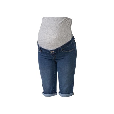 esmara® Damen Umstands-Jeansshorts, niedrige Leibhöhe mit elastischem Besatz