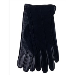 Женские демисезонные перчатки из натуральной кожи и замши, цвет черный