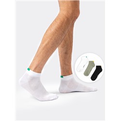 Набор (3 шт.) носков мужских укороченных с рисунком цветного прямоугольника