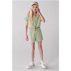 River Island Girls Linen Tie Front Set