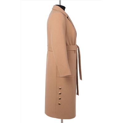 01-10948 Пальто женское демисезонное (пояс) Пальтовая ткань бежевый