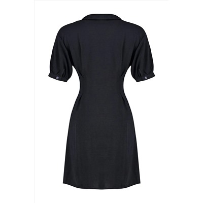Черное мини-платье-рубашка из тканого материала с завязками TWOSS22EL00426