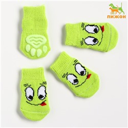 Носки нескользящие "Улыбка", размер S (2,5/3,5 * 6 см), набор 4 шт, зелёные