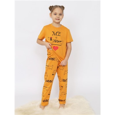 CSJG 50174-30 Пижама для девочки (футболка, брюки),охра