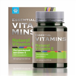 Натуральный витамин E - Essential Vitamins 60капсул