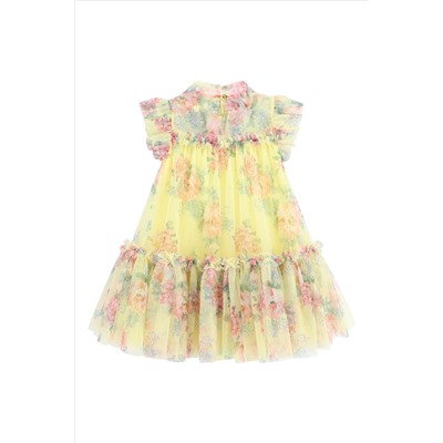 Angels Face Yellow Marigold Flower Tulle Sherbert Dress