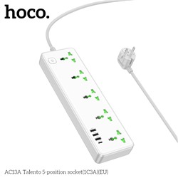 Сетевой фильтр HOCO AC13, 5 гнезд (белый)