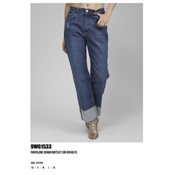 9WG1533  PANTALONE DENIM BOOTCAT CON RISVOLTO