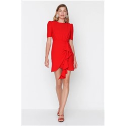 Элегантное вечернее платье с красными сборками TPRSS22EL2634