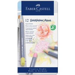 Карандаши акварельные художественные Faber-Castell "Goldfaber Aqua", 12цв. пастельных , метал. коробка