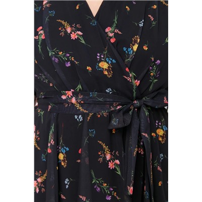 Двубортное шифоновое тканое платье с разноцветным цветочным узором TBBSS24AH00154