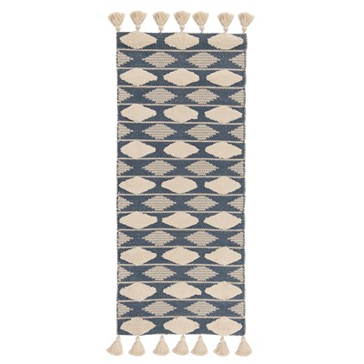 Ковер из хлопка синего цвета Argyle из коллекции Ethnic, 70х160 см