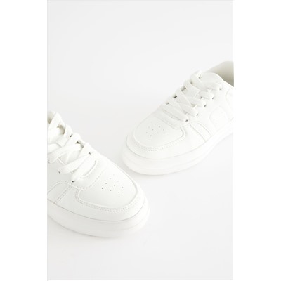 White Chunky Lace-Up Trainers