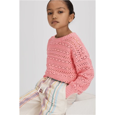 Reiss Isobel Crochet Crew Neck Jumper