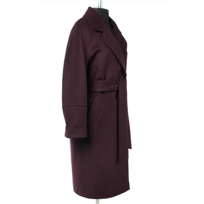 01-10888 Пальто женское демисезонное (пояс) Ворса бордовый