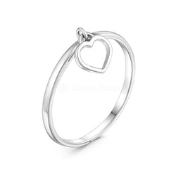 Кольцо женское из серебра родированное - Сердце