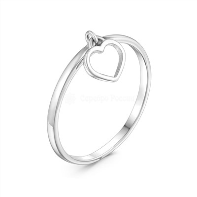 Кольцо женское из серебра родированное - Сердце