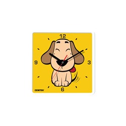 Часы настенные Centek СТ-7103 <Dog> (щенок) 25х25 см, квадрат, шаговый ход, кварцевый механизм