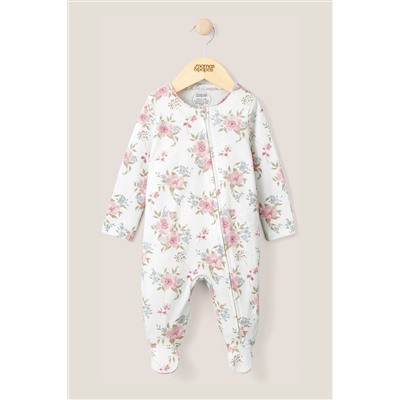 Mamas & Papas Pink Floral Print Sleepsuit