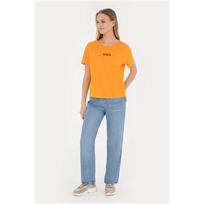Женская оранжевая футболка с круглым вырезом Неожиданная скидка в корзине