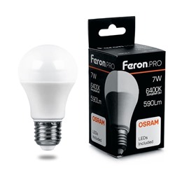 Нарушена упаковка.   Лампа светодиодная Feron.PRO LB-1007 Шар E27 7W 6400K  38025