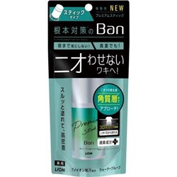 LION Премиальный твёрдый (стик) дезодорант-антиперспирант ионный блокирующий потоотделение "BAN Premium Stick" (без запаха) 20 г / 24