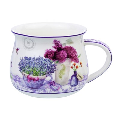 Кружка 250 мл 11*8,5*7 см "Лаванда", бочонок, NEW BONE CHINA