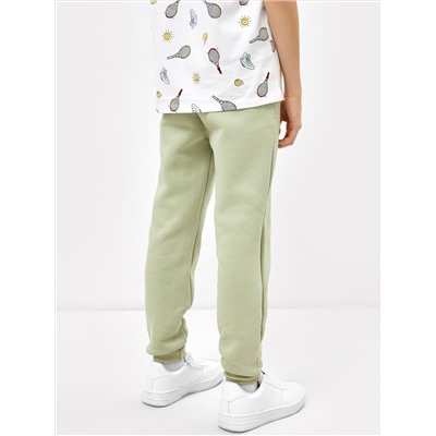 Утепленные брюки-джоггеры пыльно-зеленого цвета для мальчиков