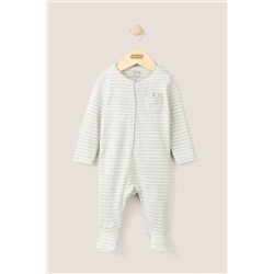 Mamas & Papas Brown Stripe Pocket Detail Sleepsuit