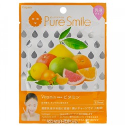 Маска для лица с витаминным молочным лосьоном Pure Smile Sun Smile, Япония, 27 мл Акция