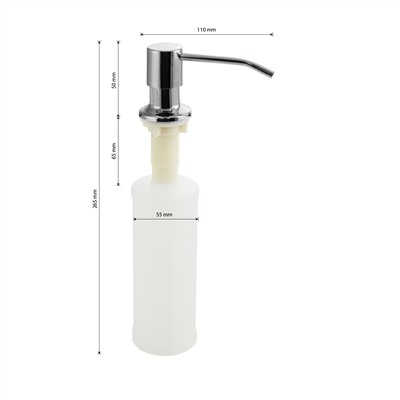 Brimix - Дозатор для жидкого мыла и моющих средств, хромированный, врезной, под раковину, пластиковый, 300 мл,  ( 6282)