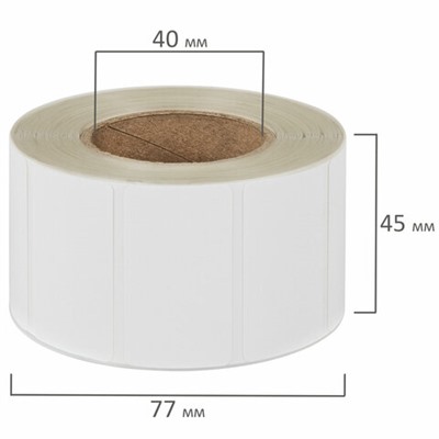 Этикетка термотрансферная ПОЛУГЛЯНЕЦ (43х25 мм), 1000 этикеток в ролике, прозрачная подложка из пленки, 114512, 54248