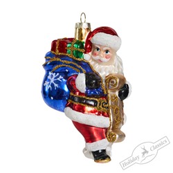 Санта с мешком подарков красный (стекло) 9х7,5х13,5 см