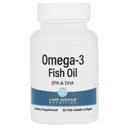Lake Avenue Nutrition, рыбий жир с омега-3, 1250 мг, 30 капсул из рыбьего желатина