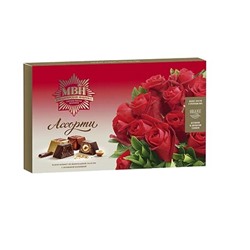 Набор конфет Ассорти цветы красный букет, Сергиево-Посадская КФ, 240 г.