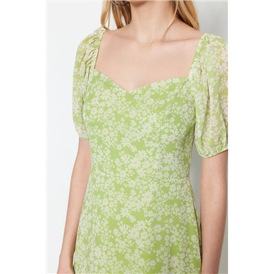 Зеленое платье с объемными рукавами TWOSS23EL00512