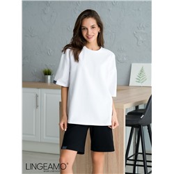 Трикотажная женская футболка оверсайз LINGEAMO белая ВФ-14 (1)