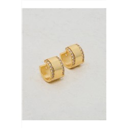 Стильная серьга-кольцо с золотым цирконом-клипсой 23WX810201